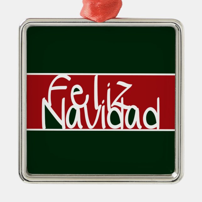 Carré Argenté Ornement Feliz Navidad (Devant)