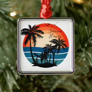 Carré Argenté Ornement Lahaina Maui Hawaii Plage Surf Coucher de