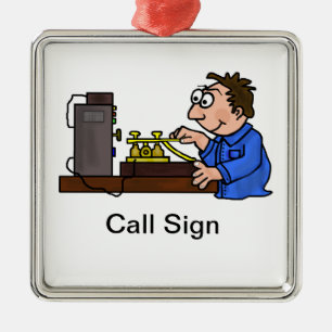 Carré Argenté Ornement masculin de Noël de jambon de code Morse