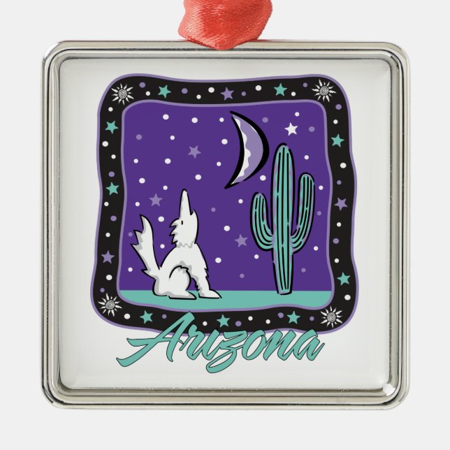 Carré Argenté Ornement Pendentif Argent Arizona (Devant)