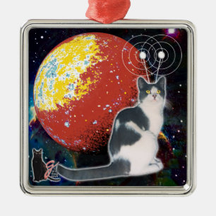 Carré Argenté Ornement Robo-Chat Hobo