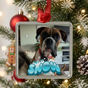 CARRÉ ARGENTÉ PERSONNALISER NOËL PET PHOTO ORNEMENT
