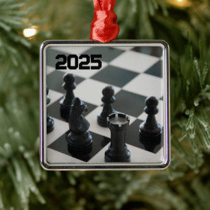 Carré Argenté Tableau d'échecs et ornement de pièces