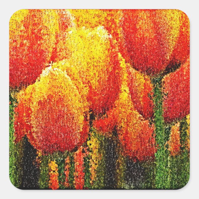 Carré Art Abstrait de peinture de tulipe - Sticker (Devant)