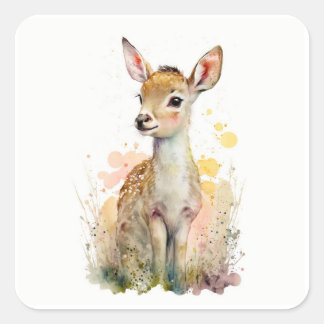 Carré Baby Deer | Faune | Sticker d'art animal Woodland