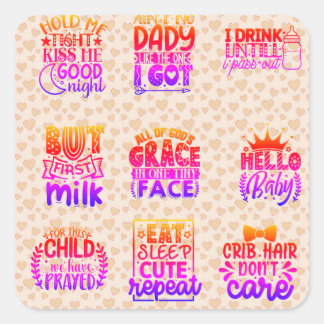 Carré Baby shower Citations Sticker Vinyl
