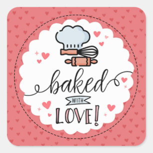 Carré Baked with Love Small Business Sticker
