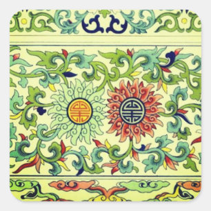 Carré Beau Sticker Vintage Floral chinois de longévité