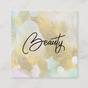 Carré ~* BEAUTY Pastel Rainbow Gold Foil Carte de visite