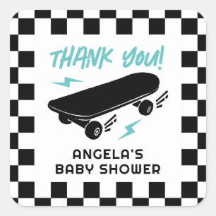 Carré Bébé à bord Skateboard Baby shower Sticker Étiquet