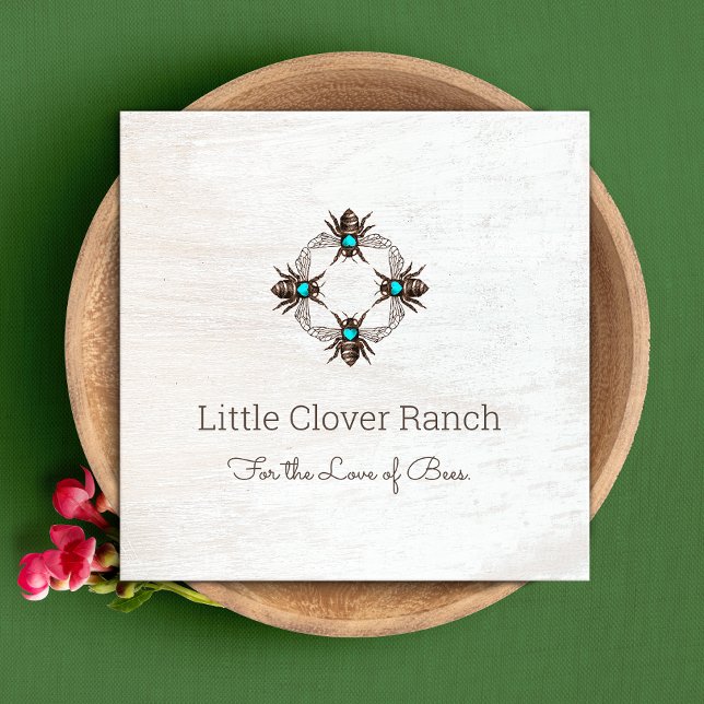 Carré Beekeeper Bees Rustic Wood Carte de visite (Créateur téléchargé)
