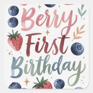 Carré Berry First Birthday for Girls Sticker