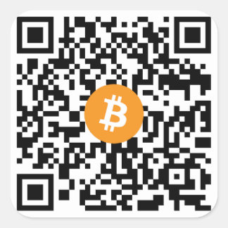 Carré Bitcoin QR Code Grand Sticker (feuille de 6)
