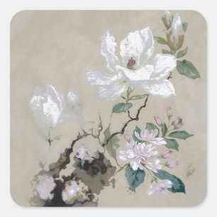 CARRÉ BLANC STICKER FLEURS