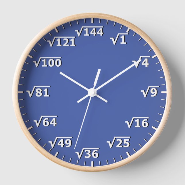 Carré bleu horloge racine Mathématiques horloge (Recto)