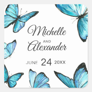 Carré Bleu papillon Monogram Classic Sticker