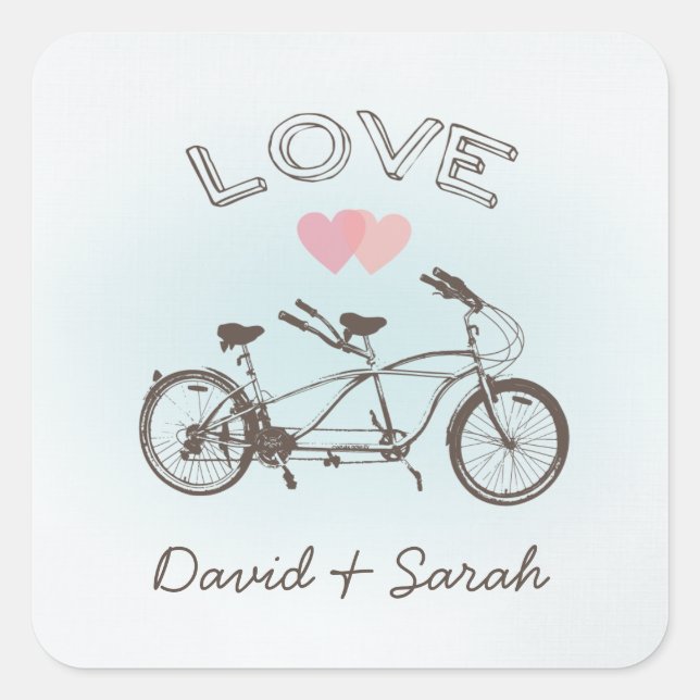 Carré Bleu Tandem Bicycle Love Sticker (Devant)