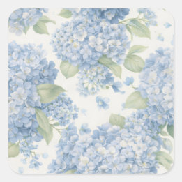 Carré Blue Hydrangea Floral Sticker • Coastal Gift