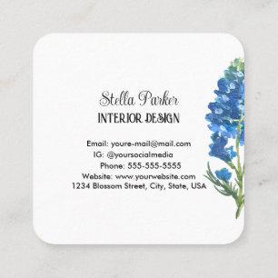 Carré Bluebonnets élégant Floral Texas Carte de visite