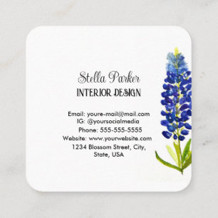 Carré Bluebonnets élégant Floral Texas Carte de visite