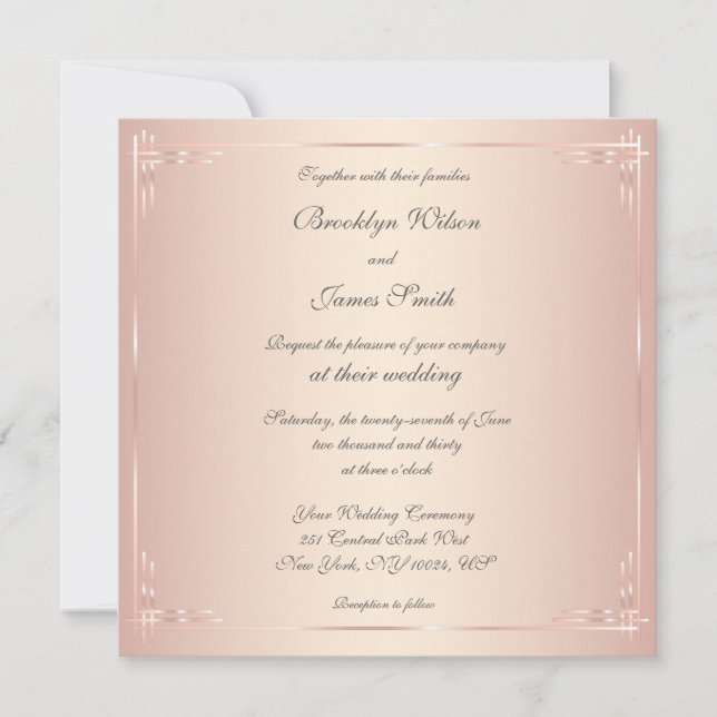 Carré Blush Wedding Invitations Élégant (Devant)