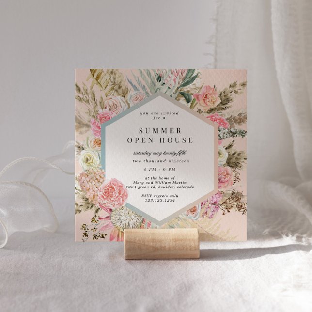 carré bohème à fleurs ouvert invitation (Créateur téléchargé)