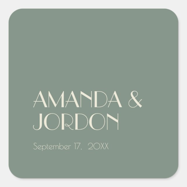 Carré Boho Deco d'automne | Sage Green Sticker Mariage S (Devant)