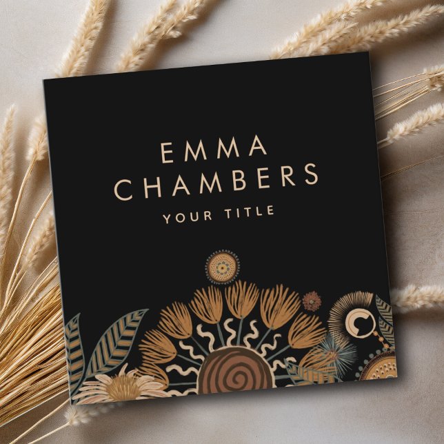 Carré Boho Floral Carte de visite (Créateur téléchargé)