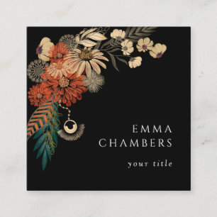 Carré Boho Floral Carte de visite noir