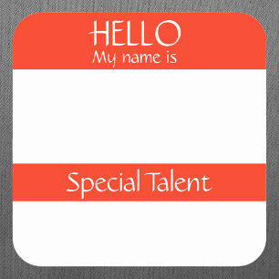 Carré Bonjour Nom Balise Sticker Badge Funny Party