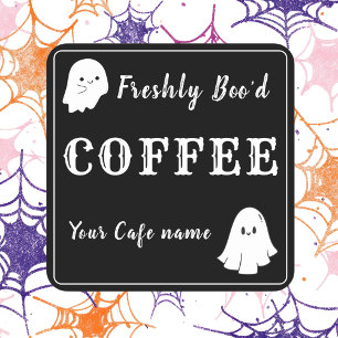 Carré Boo'd noir Fraîchement Boo'd affaires Café Sticker