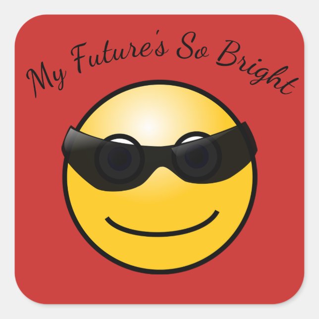 Carré Bright Future Funny Emoji dans Sticker lunettes de (Devant)