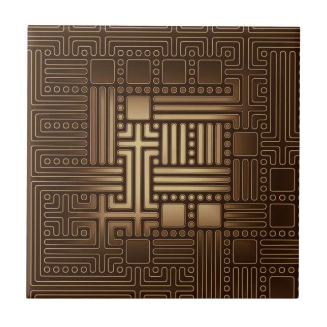 Carré Brown en bronze Tone Maze céramique Carreaux (Devant)