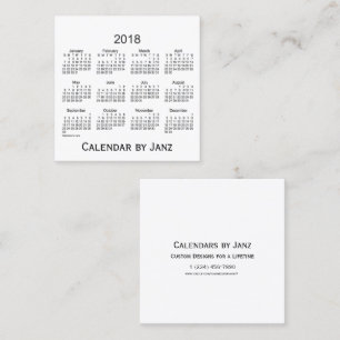 Carré Calendrier de 2018 blancs par le carte de visite