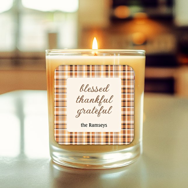 Carré Candle Sticker 3-in || blessed thankful grateful (Créateur téléchargé)