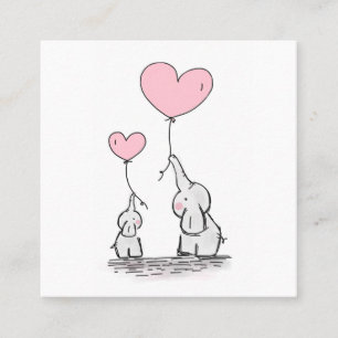 Carré Carte d'appel maman Cute Elephants Carte de visite