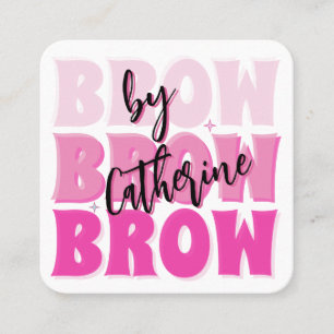 Carré Carte de visite Brow Salon Code Qr Rose Gras Rétro