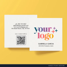 Carte de visite carrée au logo QR minimaliste mode