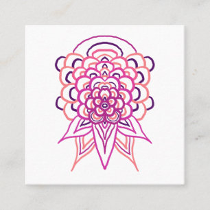 Carré Carte de visite carrée mandala floral rose   Boho 