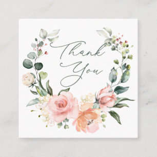 Carré Carte de visite carrée Merci Roses roses