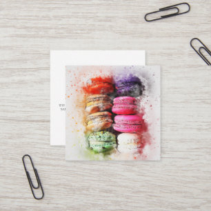 Carré Carte de visite Cookie Macaron Aquarelle