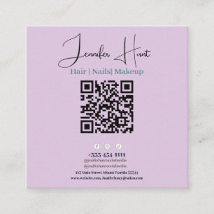 Carré Carte de visite de code QR minimaliste mou violet