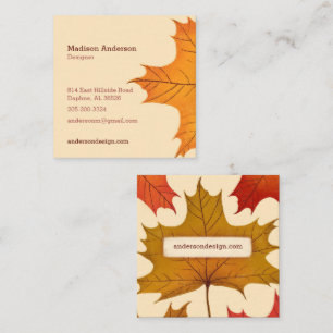 Carré Carte de visite de feuille d'érable couleur créa