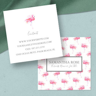 Carré Carte de visite de Flamant rose rose tropical