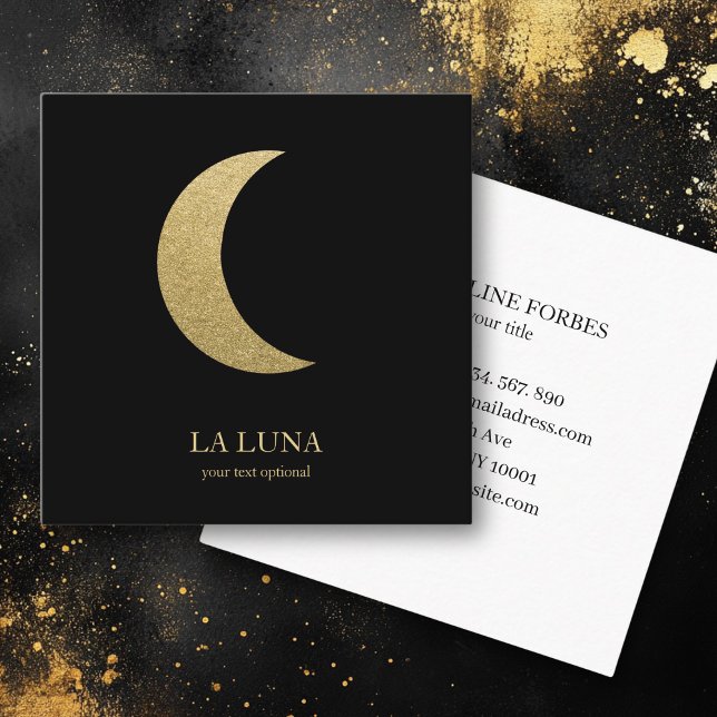 Carré Carte de visite de la lune (Gold Moon Business Card.)