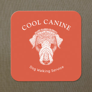Carré Carte de visite de la marche du chien orange migno