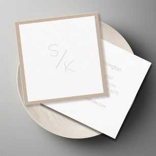 Carré Carte de visite de Monogramme blanc Pur moderne