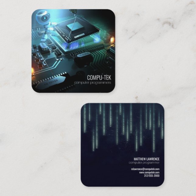 Carré carte de visite de programmeur informatique (Devant / Derrière)