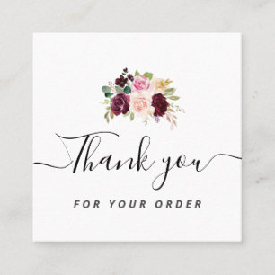 Carré carte de visite de script Merci