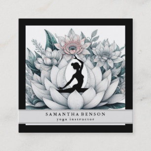 Carré Carte de visite de yoga avec logo de fleur de lotu